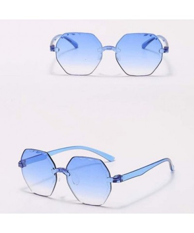 Frameless Multilateral Shaped Sunglasses One Piece Jelly Candy Colorful Unisex - Sky Blue - C8190DYGD0H $5.97 Goggle