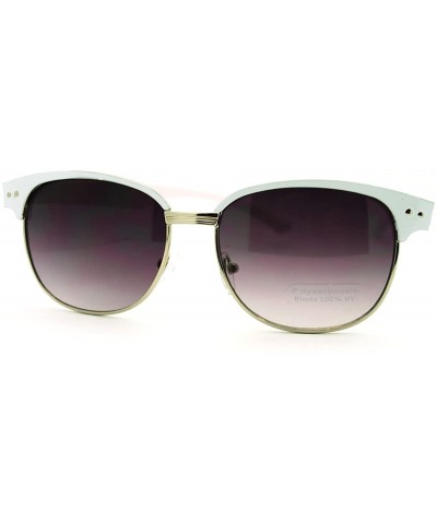 Round Horn Rim Sunglasses Womens Designer Fashion Shades - White - CR11FE0XP69 $6.16 Round