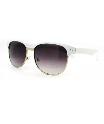 Round Horn Rim Sunglasses Womens Designer Fashion Shades - White - CR11FE0XP69 $6.16 Round