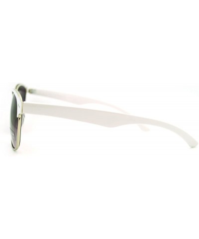 Round Horn Rim Sunglasses Womens Designer Fashion Shades - White - CR11FE0XP69 $6.16 Round