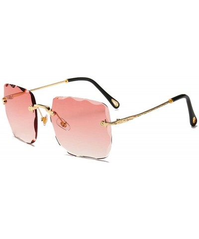 Sunglasses Mens Womens Rimless Rectangular Eyewear Retro Oversized Fashion Glasses Diamond Cut - Pink - CS198Q5E3RE $5.15 Ove...