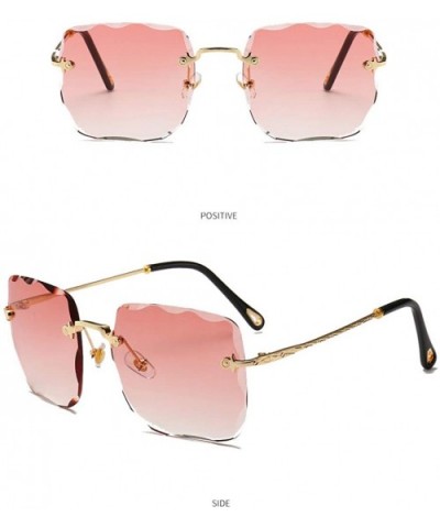 Sunglasses Mens Womens Rimless Rectangular Eyewear Retro Oversized Fashion Glasses Diamond Cut - Pink - CS198Q5E3RE $5.15 Ove...