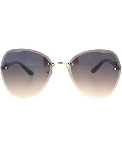 Womens Pearl Jewel Hinge Rimless Butterfly Sunglasses - Black Gold Black Beige - CE18OR2XZRA $7.27 Rectangular