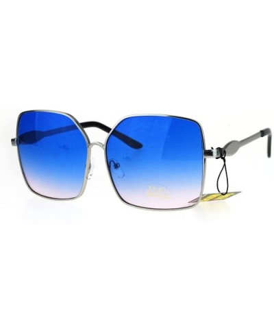 Womens Retro Vintage Style Rectangular Metal Butterfly Gradient Sunglasses - Blue - CO17XXR9QUK $6.86 Rectangular