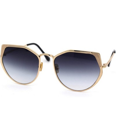 Womens Metal Rim Octagonal Butterfly Designer Style Sunglasses - Gold Smoke - CW1950Z9EWI $8.58 Butterfly