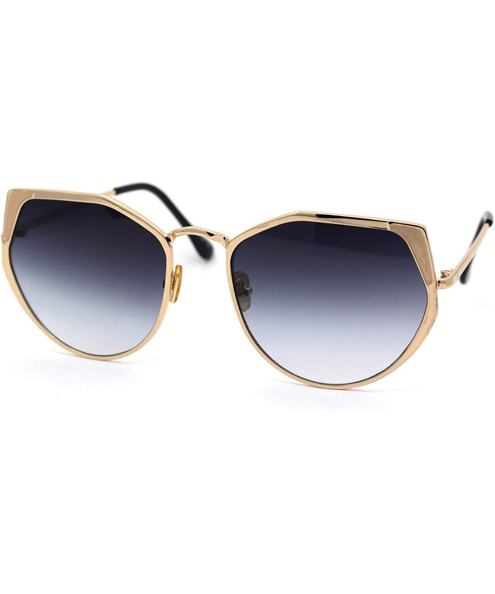 Womens Metal Rim Octagonal Butterfly Designer Style Sunglasses - Gold Smoke - CW1950Z9EWI $8.58 Butterfly