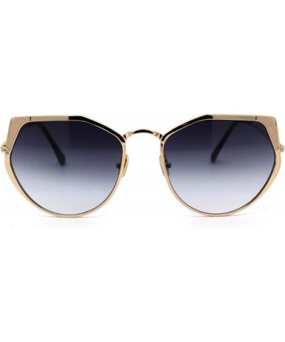 Womens Metal Rim Octagonal Butterfly Designer Style Sunglasses - Gold Smoke - CW1950Z9EWI $8.58 Butterfly