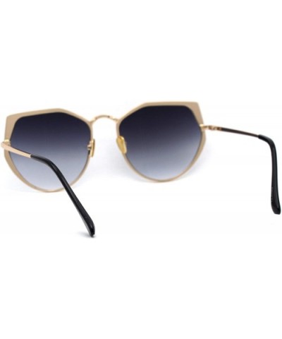 Womens Metal Rim Octagonal Butterfly Designer Style Sunglasses - Gold Smoke - CW1950Z9EWI $8.58 Butterfly