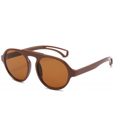 Fashion Full Frame Men Ultralight Round Brand Designer Lady sunglasses - Tea - C818T5IM39W $8.77 Oval