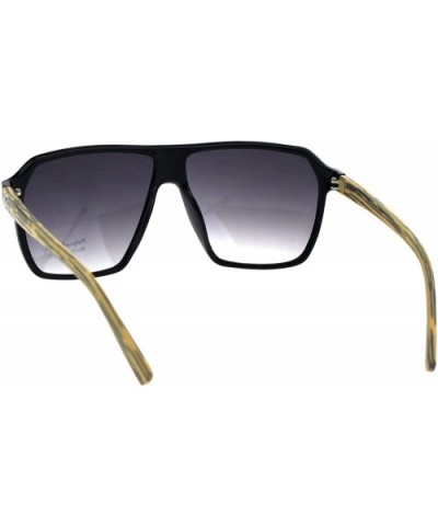 Oversize Rectangular Mobster Racer Pilot Sunglasses (Black Wood- 54) - CS18EYIXYUY $7.15 Rectangular