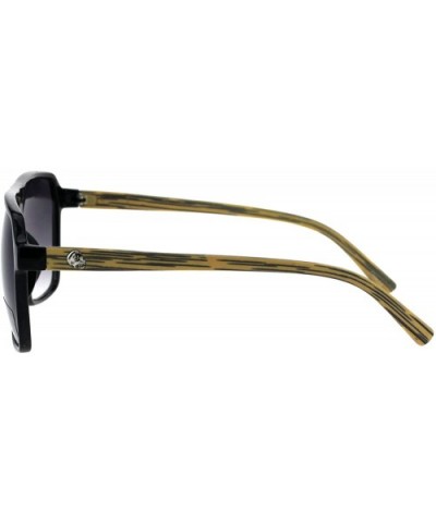 Oversize Rectangular Mobster Racer Pilot Sunglasses (Black Wood- 54) - CS18EYIXYUY $7.15 Rectangular