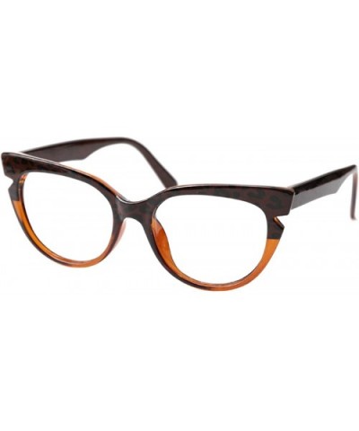 Womens Hit Color Grid Pattern Cat Eye Reading Glass Eyeglass Frame - Tea - C818IHUX9WZ $9.74 Rimless