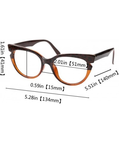 Womens Hit Color Grid Pattern Cat Eye Reading Glass Eyeglass Frame - Tea - C818IHUX9WZ $9.74 Rimless