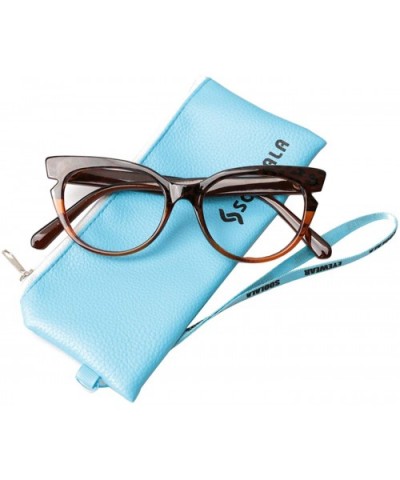 Womens Hit Color Grid Pattern Cat Eye Reading Glass Eyeglass Frame - Tea - C818IHUX9WZ $9.74 Rimless