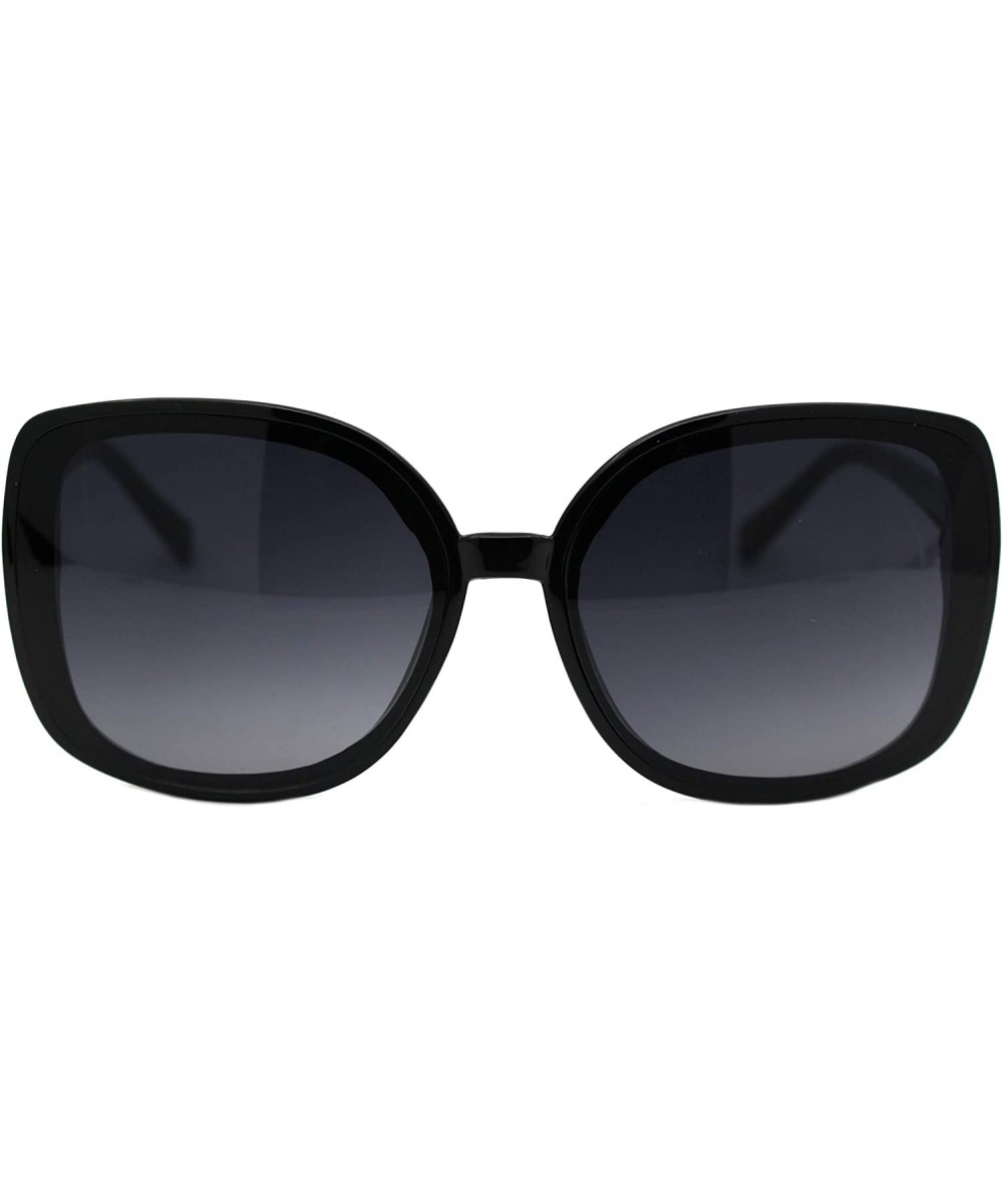 Designer Style Sunglasses Womens Chic Square Frame Shades UV 400 - Black (Smoke) - CA1963S9ZCA $9.43 Square
