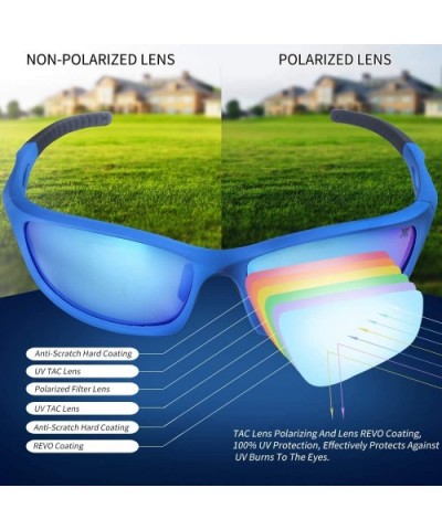 Polarized Sport Sunglass for Run Bike Fish 100% UV Protect TR90 Unbreakable Frame for Adult - Blue - CV18TE22MX9 $15.87 Sport