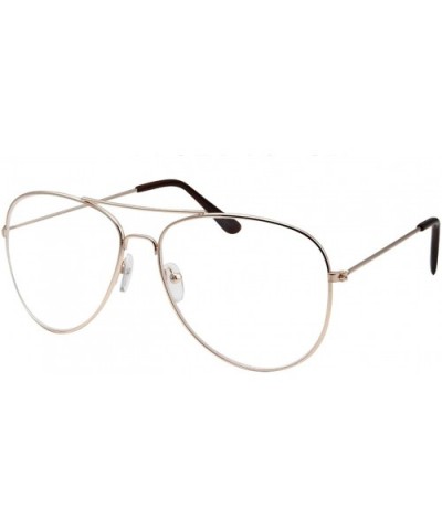 Clear Lens Aviator Eyeglasses - A1 Gold Large - CI12IH20KKT $7.67 Aviator