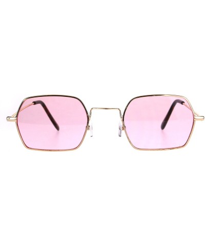 Pop Color Lens Rectangular Pimp Daddy Hippie Sunglasses - Gold Pink - C2189U6Q98O $7.15 Rectangular