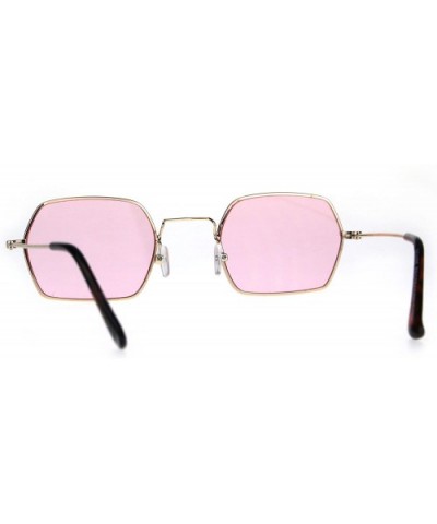 Pop Color Lens Rectangular Pimp Daddy Hippie Sunglasses - Gold Pink - C2189U6Q98O $7.15 Rectangular