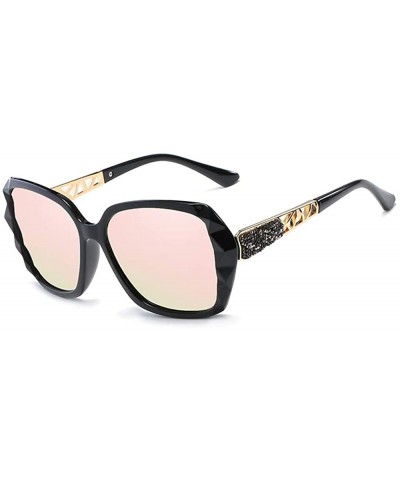 Womens Classic Oversized Polarised Sunglasses Fashion Retro Glasses - Black-pink - CE18RTU39EW $7.22 Goggle