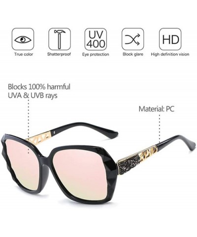 Womens Classic Oversized Polarised Sunglasses Fashion Retro Glasses - Black-pink - CE18RTU39EW $7.22 Goggle