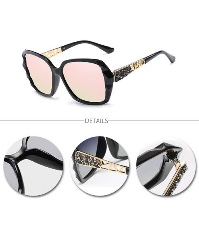 Womens Classic Oversized Polarised Sunglasses Fashion Retro Glasses - Black-pink - CE18RTU39EW $7.22 Goggle