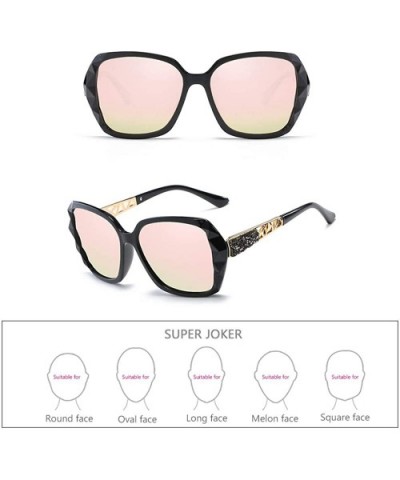 Womens Classic Oversized Polarised Sunglasses Fashion Retro Glasses - Black-pink - CE18RTU39EW $7.22 Goggle