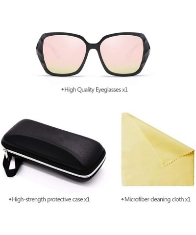 Womens Classic Oversized Polarised Sunglasses Fashion Retro Glasses - Black-pink - CE18RTU39EW $7.22 Goggle