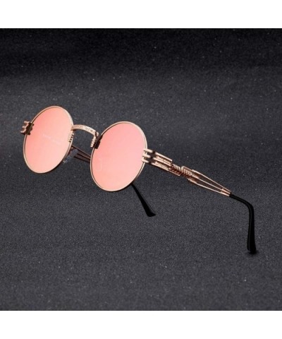 New Fashion Retro Steampunk Round Metal Sunglasses Men And Women Double Spring Leg Colorful Eyewear UV400 - CK197A2W0N7 $28.2...