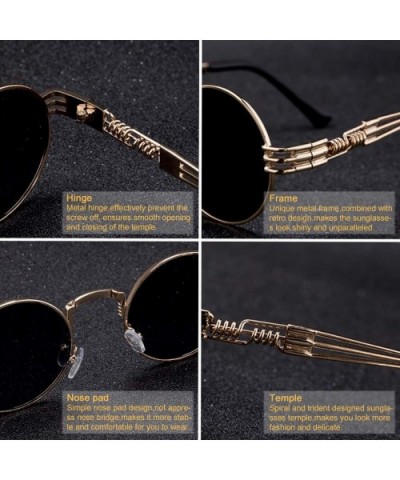 New Fashion Retro Steampunk Round Metal Sunglasses Men And Women Double Spring Leg Colorful Eyewear UV400 - CK197A2W0N7 $28.2...