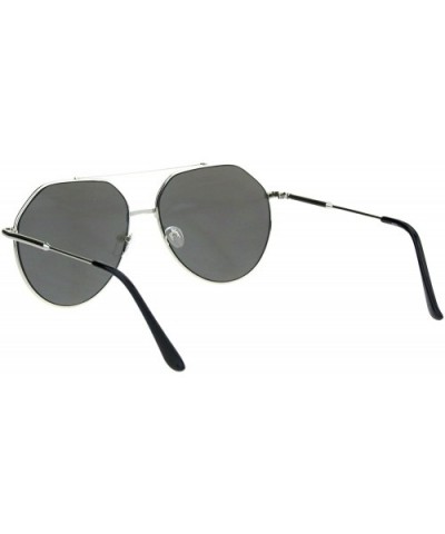 Mens Thin Metal Oversize Vintage Style Pilots Officer Sunglasses - Silver Mirror - CI18GOEDK2K $7.76 Oversized