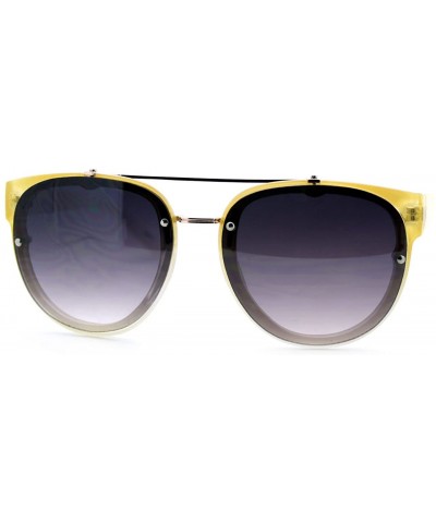 Womens Retro Hipster Sunglasses Round Flat Top Rimless Look - Yellow - CJ1275NYVGZ $6.46 Rimless