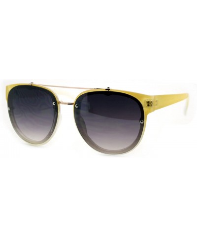 Womens Retro Hipster Sunglasses Round Flat Top Rimless Look - Yellow - CJ1275NYVGZ $6.46 Rimless