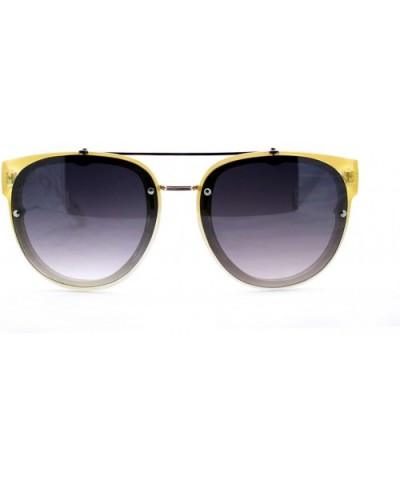 Womens Retro Hipster Sunglasses Round Flat Top Rimless Look - Yellow - CJ1275NYVGZ $6.46 Rimless