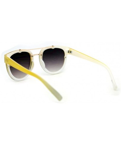 Womens Retro Hipster Sunglasses Round Flat Top Rimless Look - Yellow - CJ1275NYVGZ $6.46 Rimless