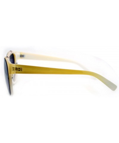 Womens Retro Hipster Sunglasses Round Flat Top Rimless Look - Yellow - CJ1275NYVGZ $6.46 Rimless