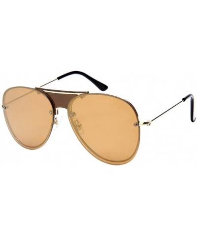 Men's Modern Aviators w/Color Mirror Lens 1204-FLREV - Gold Clear Brown - C9182GQ0S0C $8.21 Aviator