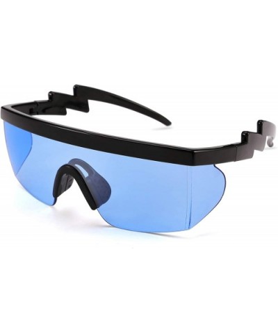 Semi Rimless Retro ZigZag Sunglasses Siamese Goggles Rainbow Mirrored Transparent Lenses B2575 - C81965LNGRY $9.97 Goggle