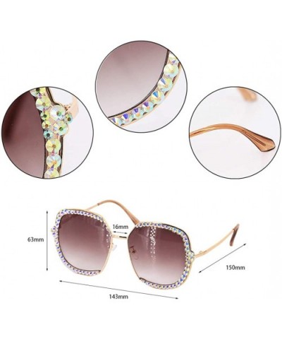 Sparkling Crystal Sunglasses UV Protection Rhinestone Sunglasses - Tawny - CB18XOHLUES $11.23 Square