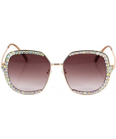 Sparkling Crystal Sunglasses UV Protection Rhinestone Sunglasses - Tawny - CB18XOHLUES $11.23 Square