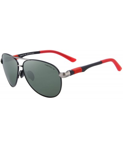 Men women Polarized Sunglasses for Men Metal Frame Driving UV 400 Lens 60mm - Black&green - CN18KC6YG2I $9.88 Oversized