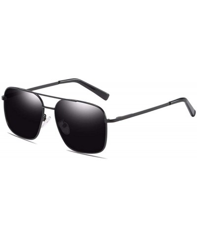 Men's Metal Polarizing Sunglasses Classic European and American Square Driving Sunglasses - E - CB18Q899AKW $30.07 Square