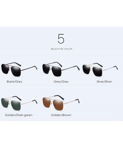 Men's Metal Polarizing Sunglasses Classic European and American Square Driving Sunglasses - E - CB18Q899AKW $30.07 Square