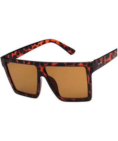 Vintage Oversize Square Sunglasses Luxury Black Leopard Big Frame Sun Glasses Female Shades Coulos - C4198AHIT37 $19.92 Sport