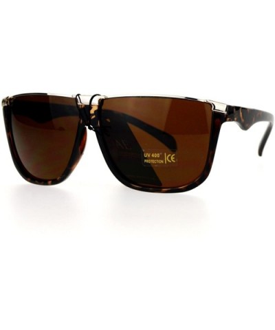 Unisex Fashion Sunglasses Metal Top Square Frame Designer Shades UV400 - Tortoise - C8188HM89RZ $7.39 Square