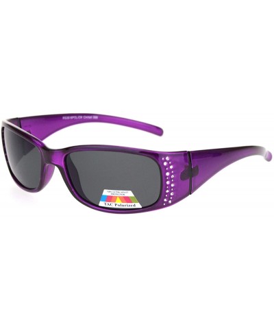 Womens Rhinestone Anti-glare Polarized Chic Narrow Rectangular Sunglasses - Purple Black - CQ18OX224IZ $7.95 Rectangular