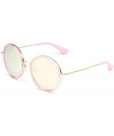 Women's sunglasses retro round frame sunglasses sunglasses big face personality sun sunglasses - Gold - CK18X56I55Y $45.01 Round