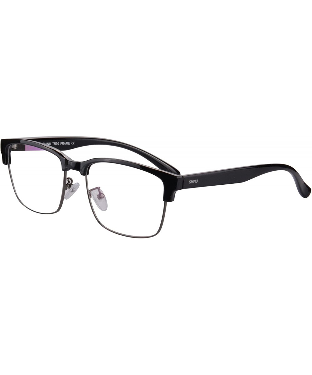 TR90 Lightweighted Glasses Frame Blue Light Blocking Eyglasses-SH018 - C1 - CF12GK0J8N5 $13.05 Semi-rimless