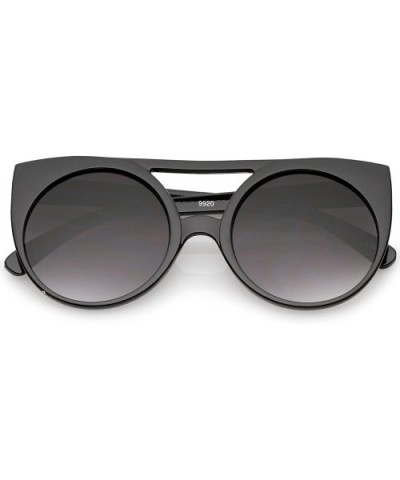 Women's Flat Top Cutout Round Lens Oversize Cat Eye Sunglasses 52mm - Black / Lavender - C612ODY26QX $7.82 Cat Eye
