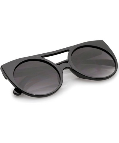 Women's Flat Top Cutout Round Lens Oversize Cat Eye Sunglasses 52mm - Black / Lavender - C612ODY26QX $7.82 Cat Eye